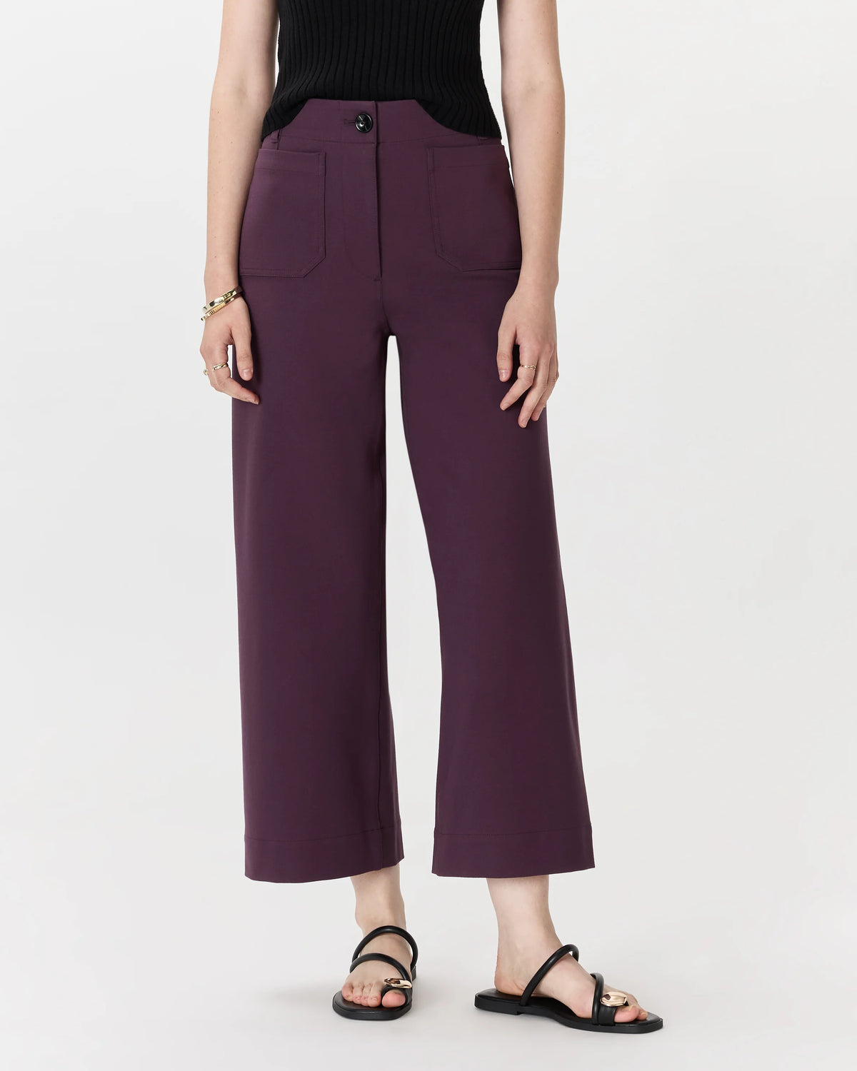 Ultra-Stretch Ponte Cropped Wide Leg Pants - 0 / Espresso