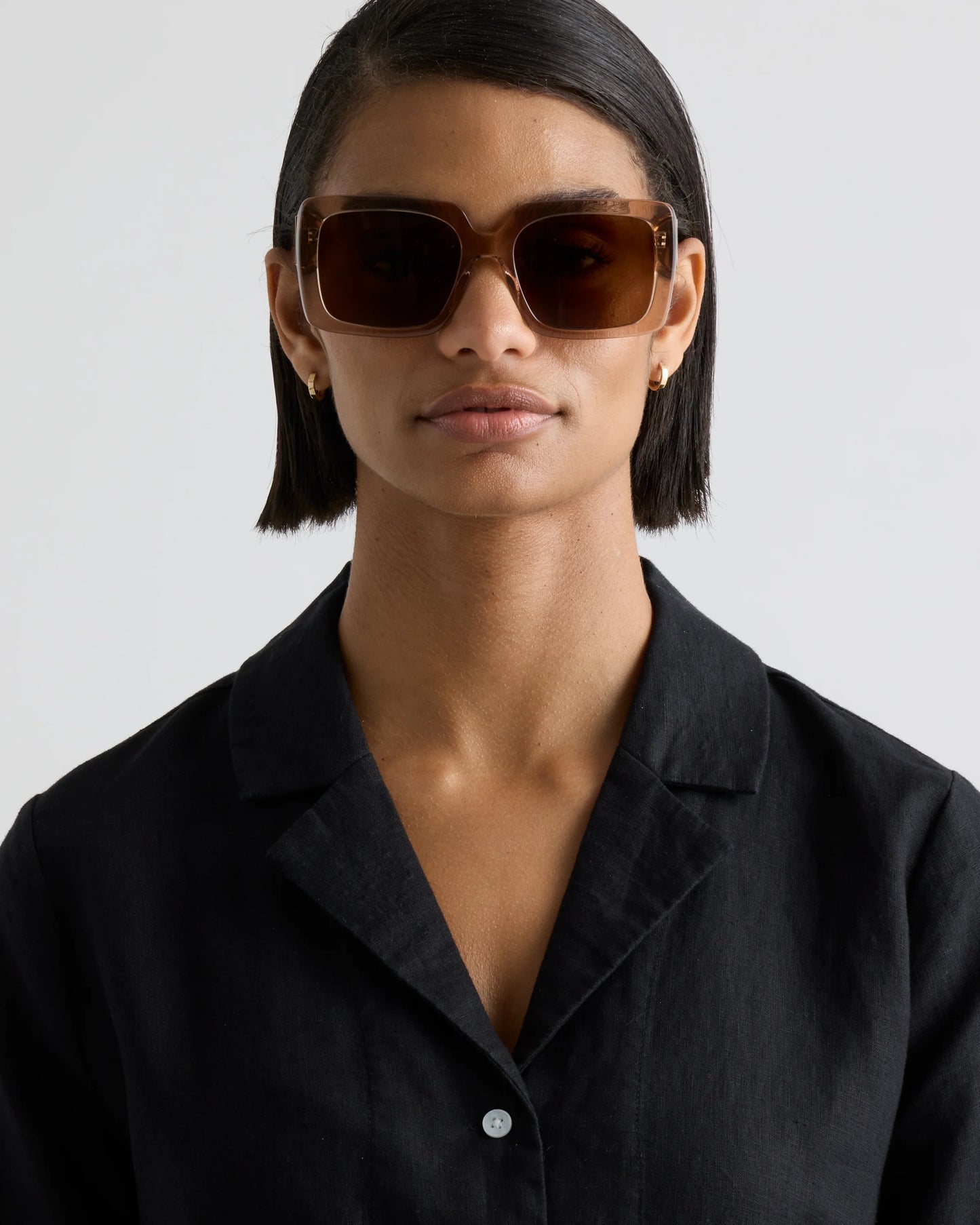 Cartagena Polarized Acetate Sunglasses - One Size / Clear Taupe with Brown lens