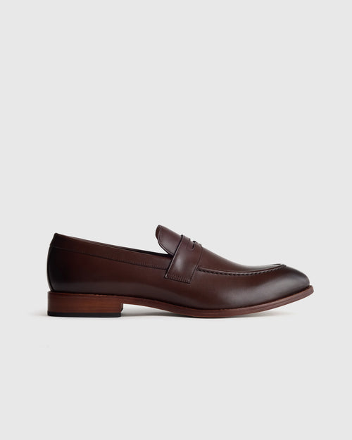 Calfskin Leather Penny Loafer - 7 / Brunette