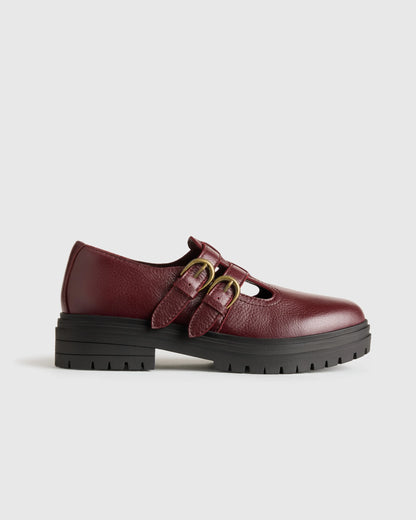 Italian Leather Lug Sole Mary Jane - 5 / Black