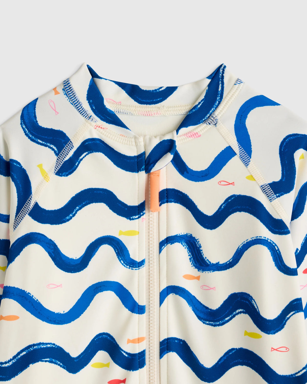 Long Sleeve Zip-Up Rash Guard One-Piece - 2T / Peri Beach Stripe