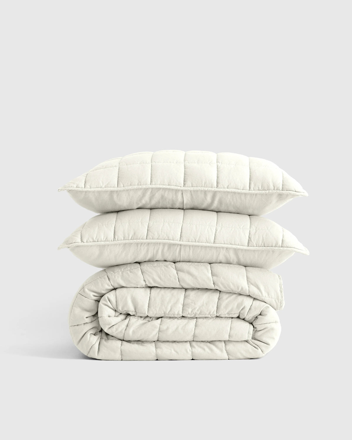 European Linen Box Quilt Set - Twin / Dusty Olive