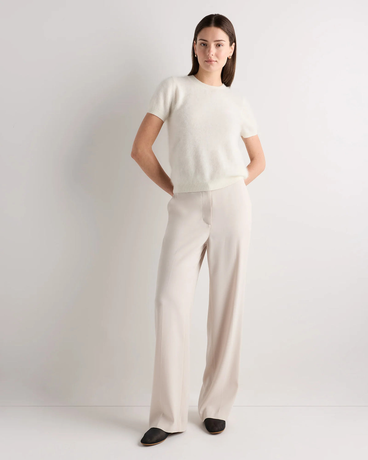 Women's Brushed Cashmere Tee - XS / Ivory