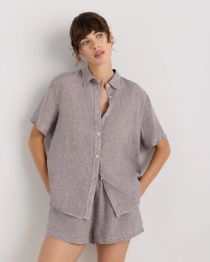 100% European Linen Shorts Pajama Set - XS / French Blue