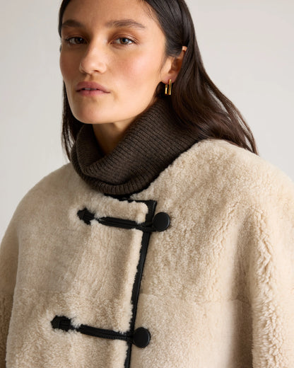 100% Shearling Duffle Jacket - XS / Cream Shearling