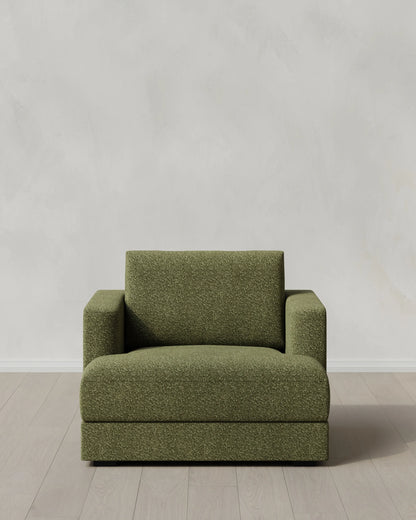 Sierra Curved Arm Accent Chair in Performance Boucle - One Size / Indigo