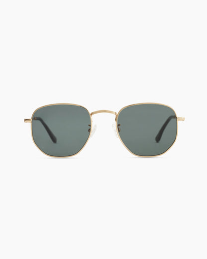 Leighton Polarized Stainless Steel Sunglasses - One Size / Gold with Green lens
