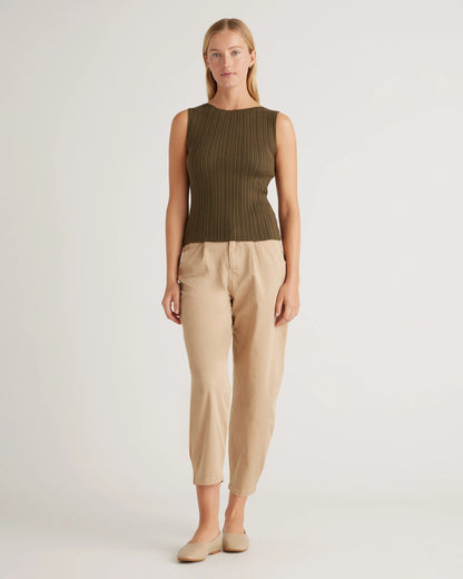 Cotton Cashmere Ribbed Tank - XS / Heather Oatmeal