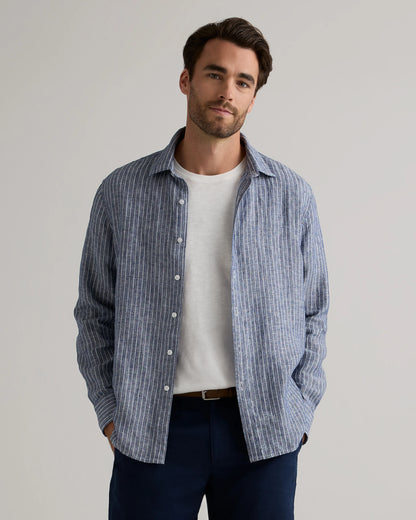 100% European Linen Relaxed Long Sleeve Shirt - XS / Flax