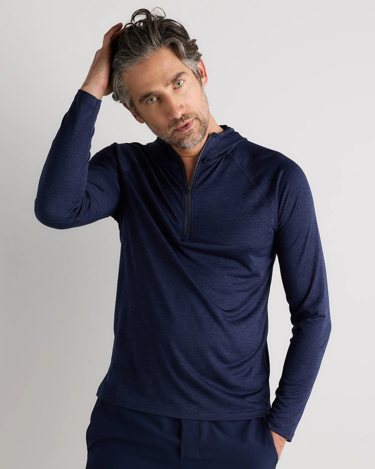 Mesh Performance Training Quarter Zip Hoodie - S / Heather Grey