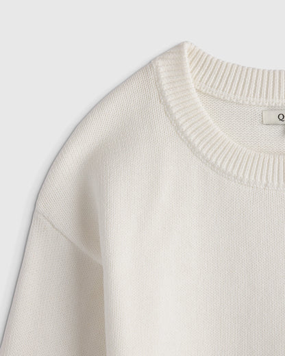 100% Organic Cotton Crewneck Sweater - 2T / Navy/White
