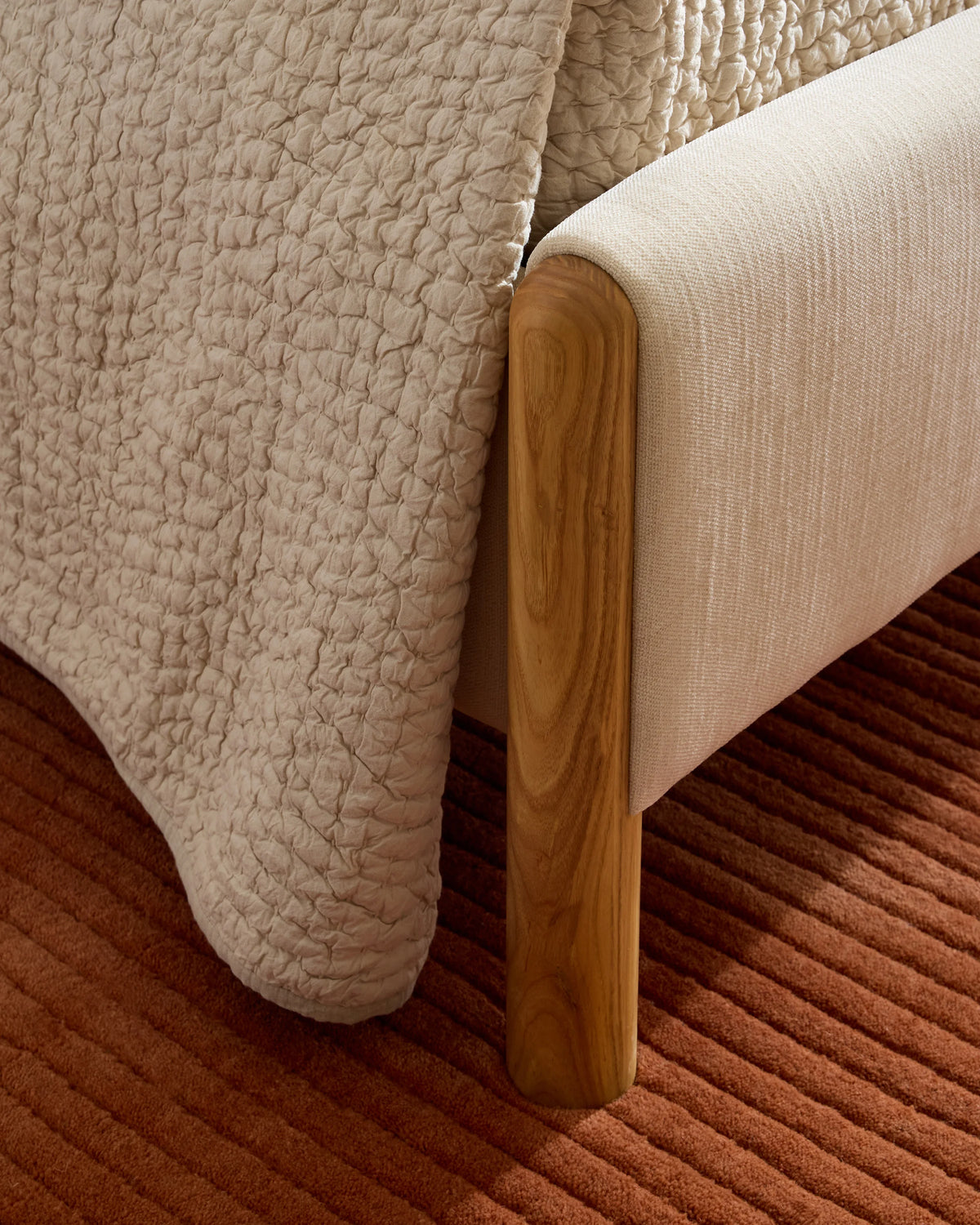 Solid Wood and Performance Fabric Bed - Queen / Natural