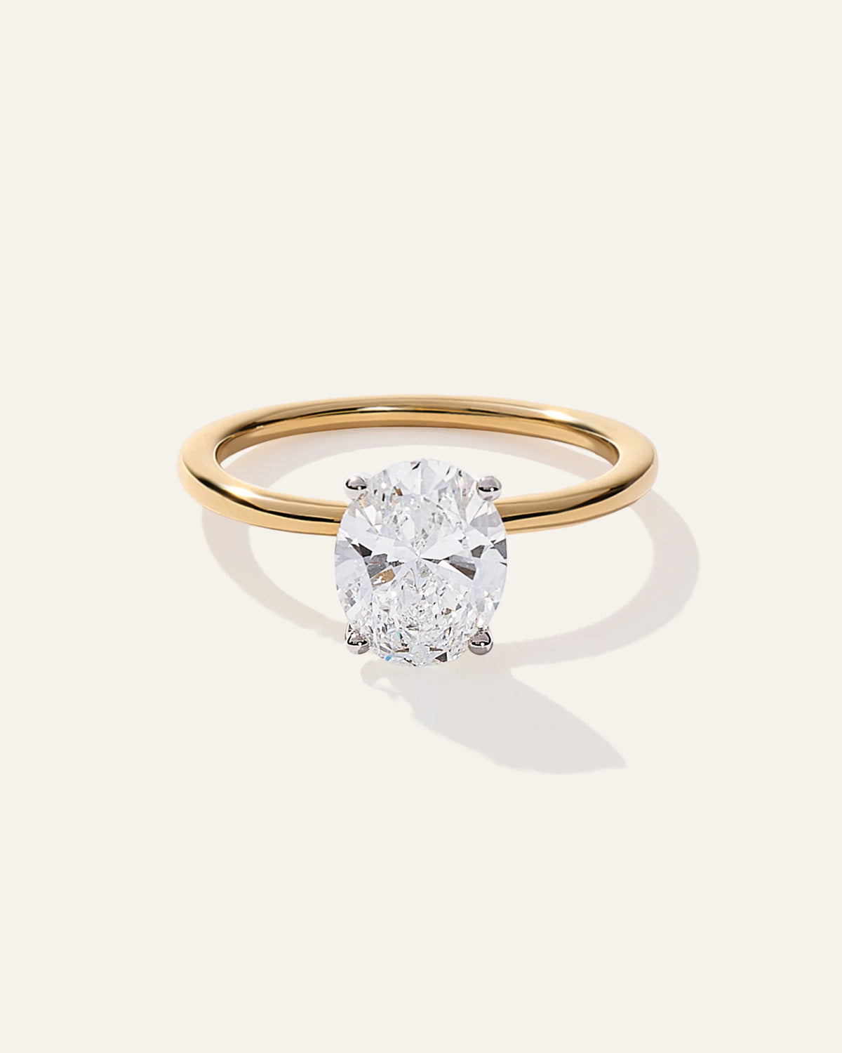 Lab Grown Diamond Oval Petite Classic Engagement Ring - 2ct - 4 / Yellow Gold