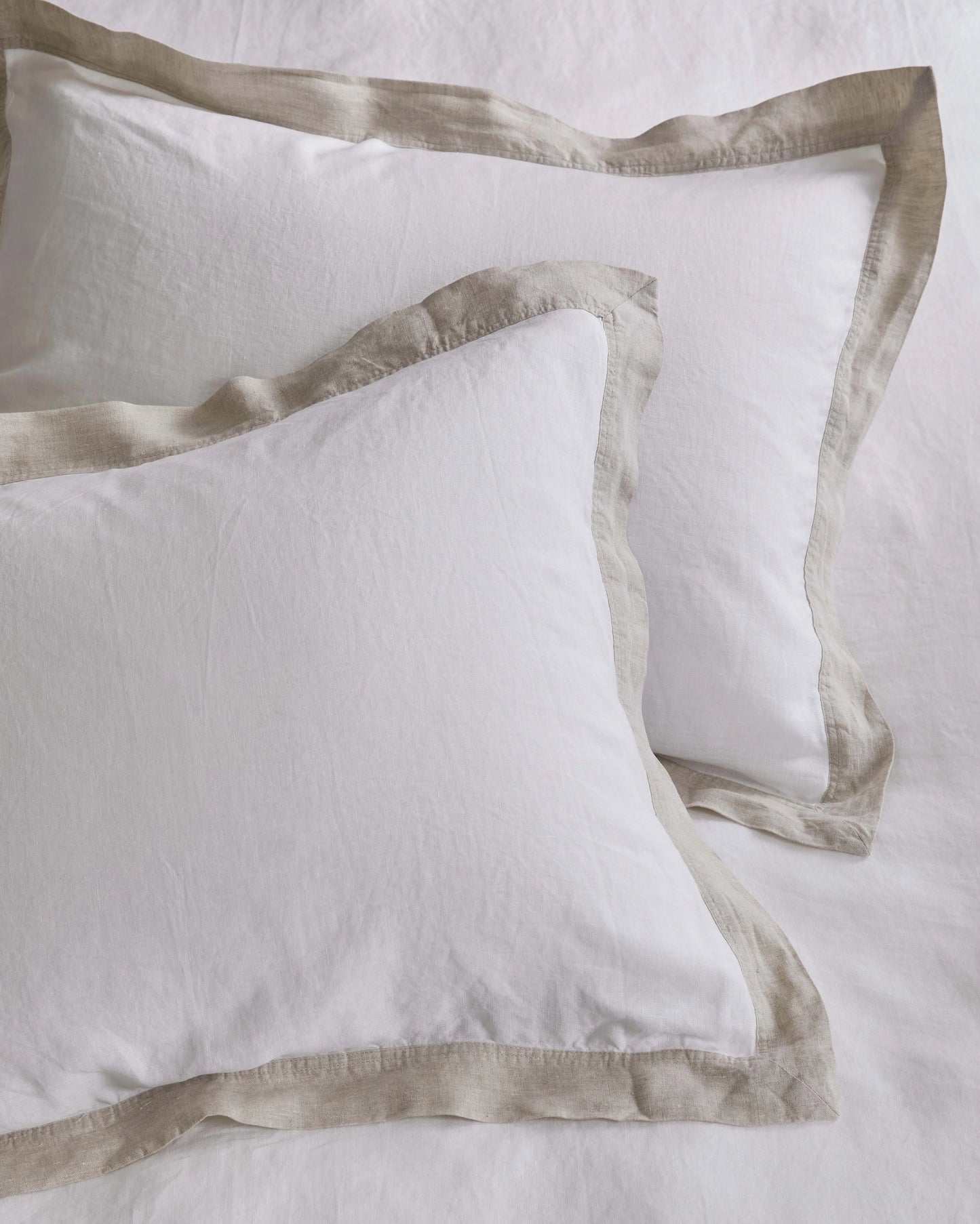 European Linen Bordered Sham Set - Standard / Bordered Flax