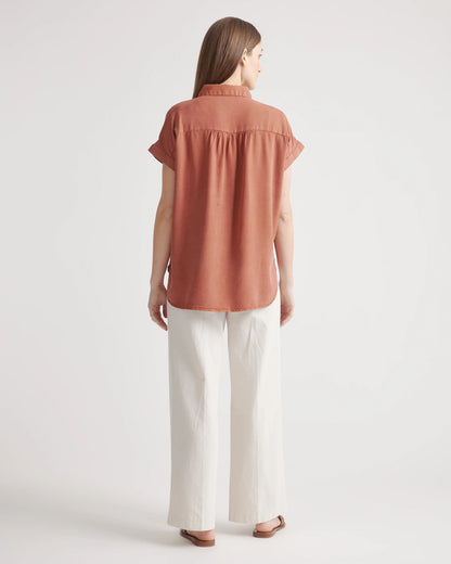 Vintage Wash Tencel Camp Shirt - XS / Taupe Brown