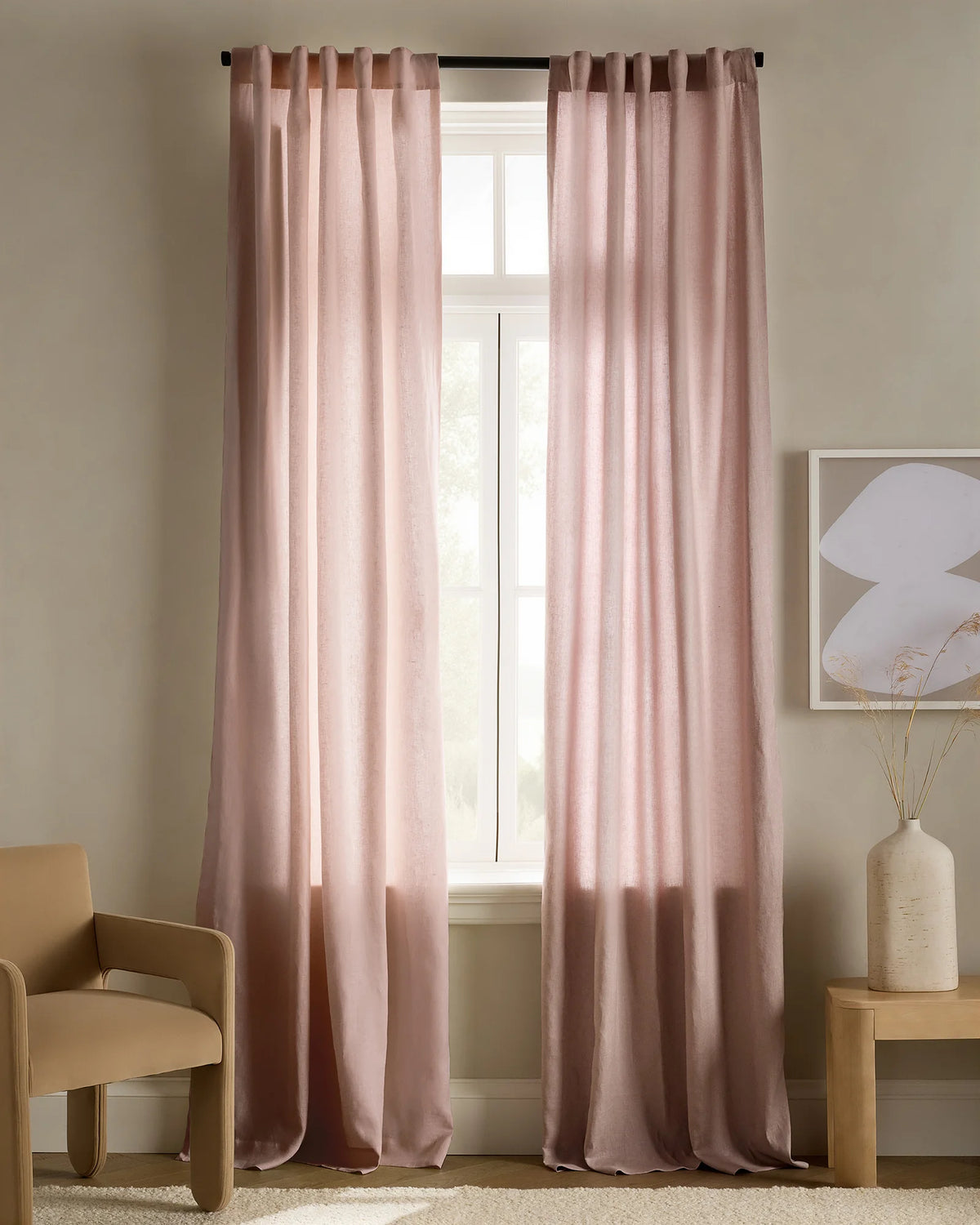 European Linen Curtain - Single Panel - 48x84 / Flax