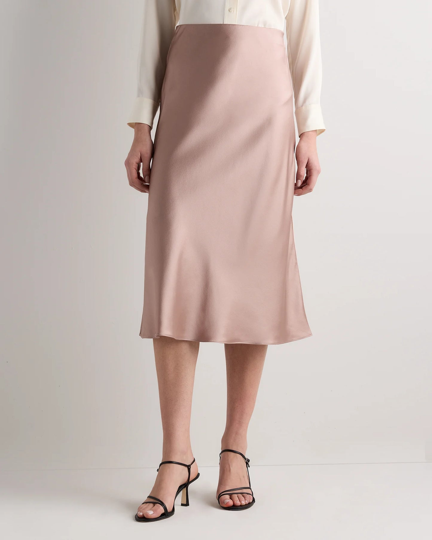 100% Washable Silk Skirt - XS / Champagne