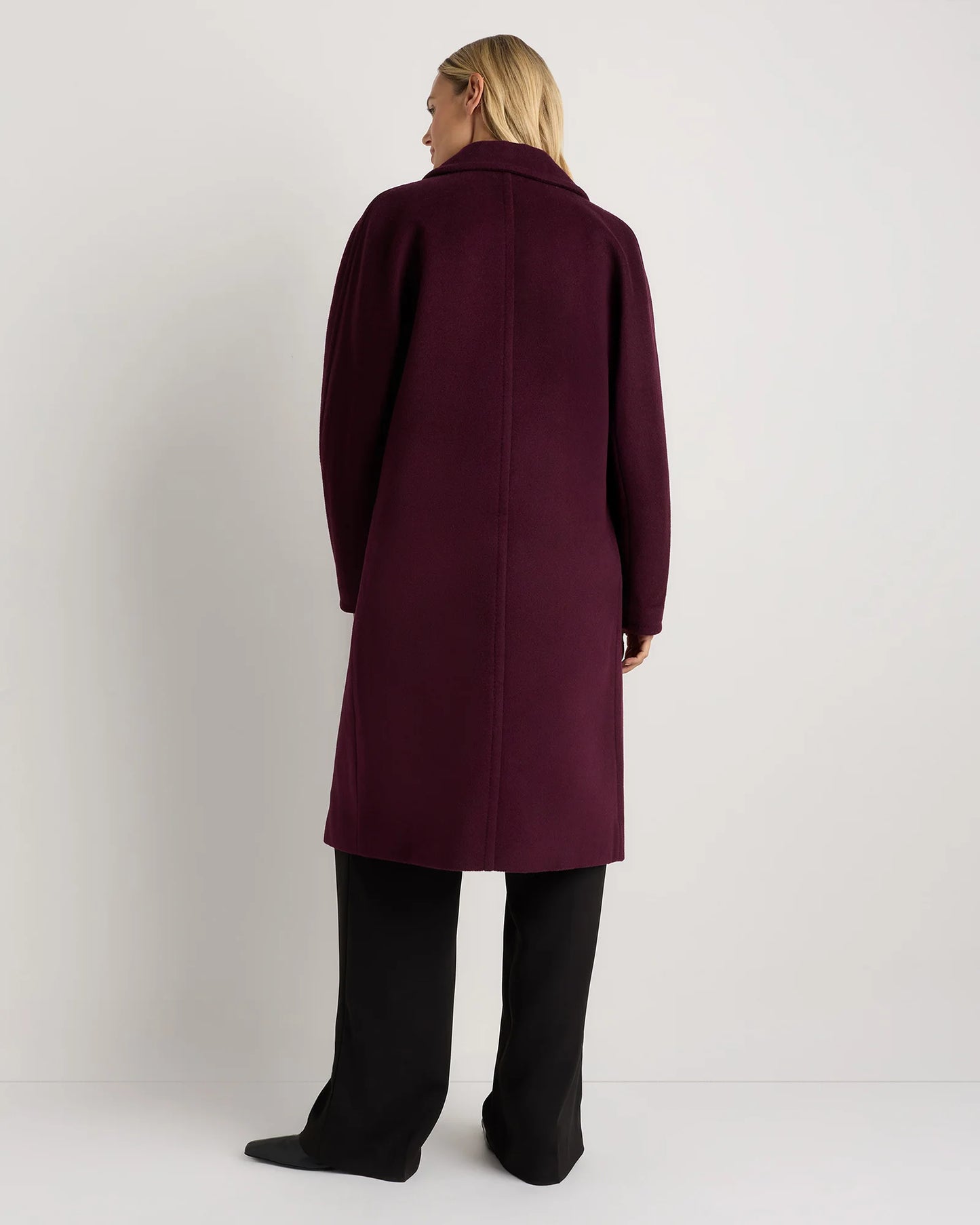 Wool Cashmere Double-Breasted Slouch Coat - XS / Winetasting
