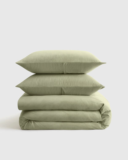 Organic Jersey Duvet Cover Set - Twin / Light Blue