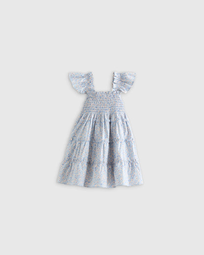 100% Organic Cotton Poplin Smocked Dress - 3-6M / Wisteria Floral