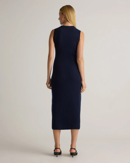 Mongolian Cashmere Sleeveless Midi Sweater Dress - XS / Black