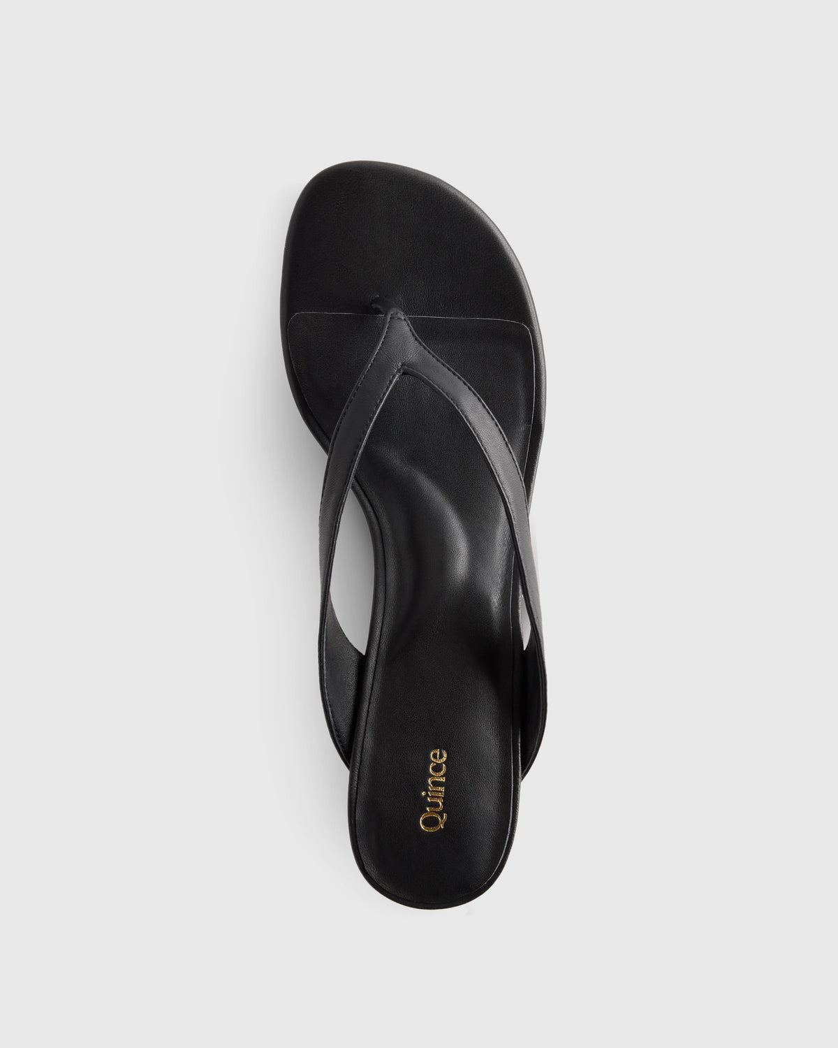 Italian Leather Thong Kitten Heel Sandal - 5 / Black