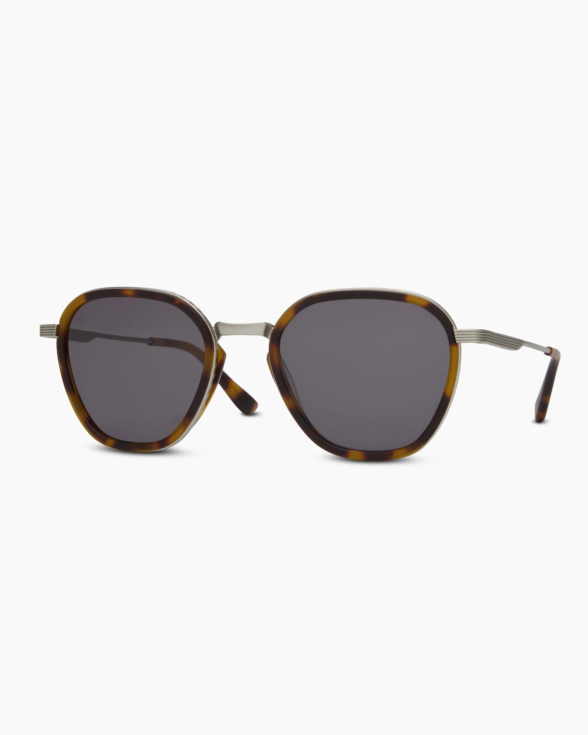 Madrid Polarized Stainless Steel Sunglasses - Standard / Silver/Ginger Tortoise with Green lens
