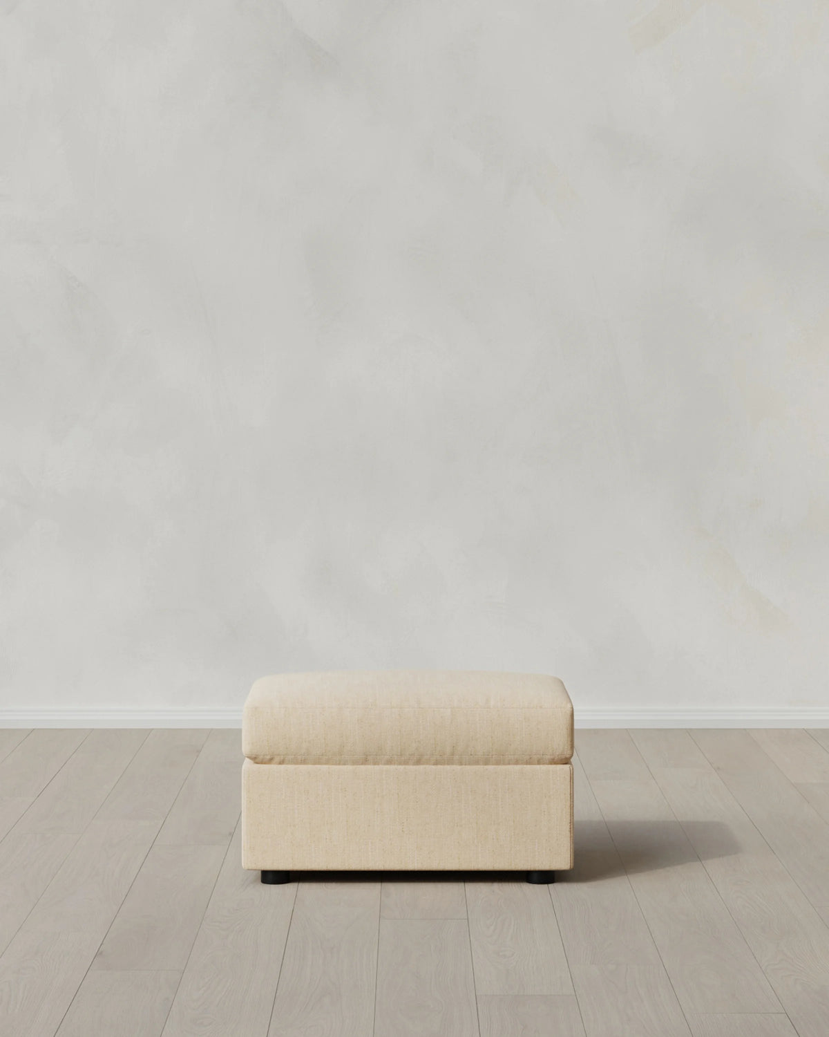 Brennan Ottoman in Performance Chenille Linen Blend - One Size / Snow
