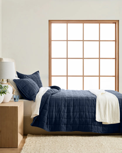 European Linen Box Quilt - Twin / Dusty Mauve