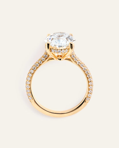 Lab Grown Diamond Oval Pave Cathedral Engagement Ring - 5ct - 4 / Yellow Gold