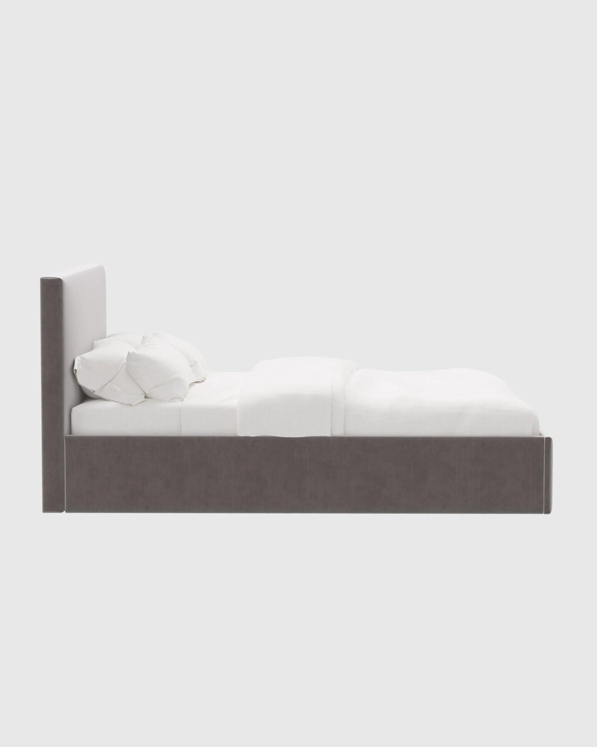 Square Bed in Performance Velvet - Full / Chocolate
