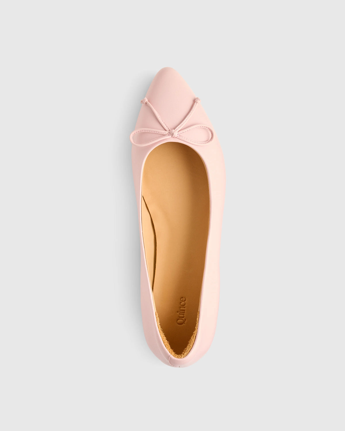 Italian Leather Pointed Bow Flat - 5 / Shell Pink