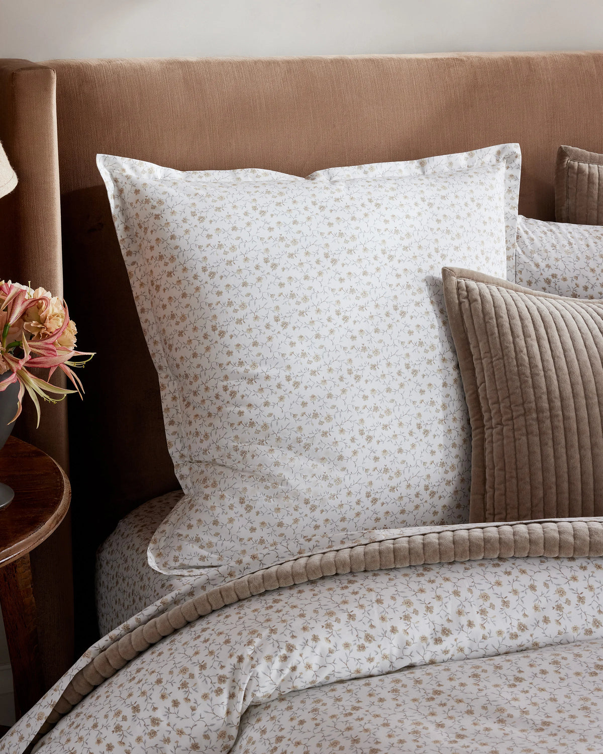 Organic Crisp Percale Floral Euro Sham - Euro / Toffee Florette
