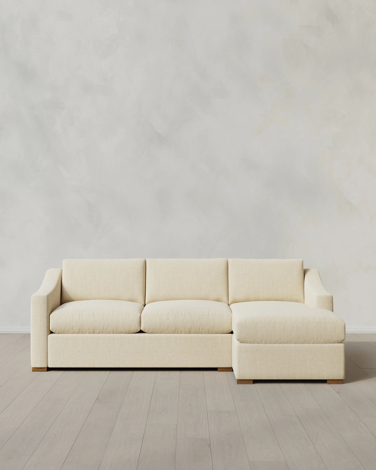 Hollis Slope Arm Chaise Sectional in Performance Chenille Linen Blend - 104" Right Arm / Snow