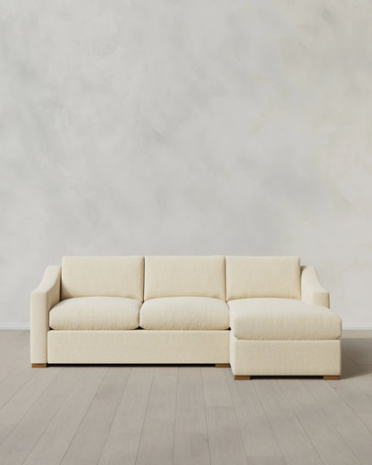Hollis Slope Arm Chaise Sectional in Performance Chenille Linen Blend - 104" Right Arm / Snow