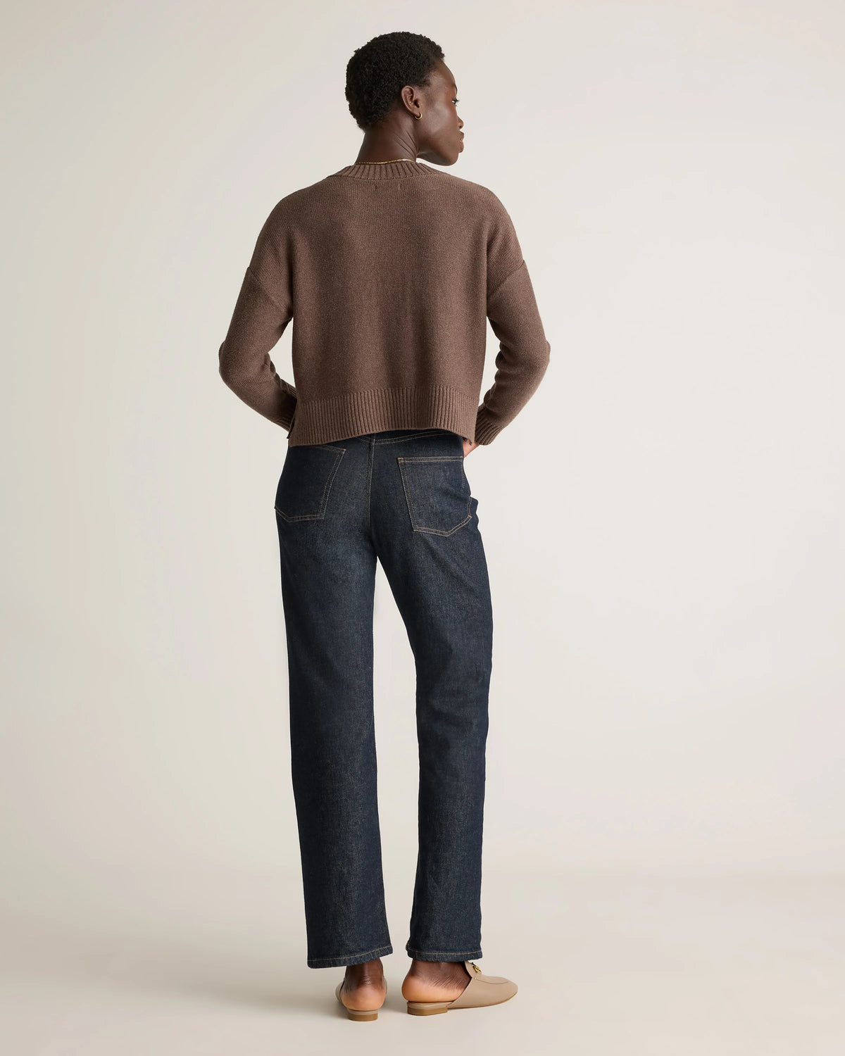 100% Organic Cotton Cropped Cardigan - XS / Heather Brown