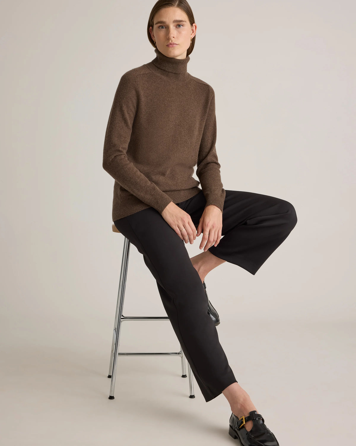 Mongolian Cashmere Turtleneck Sweater - XS / Heather Grey