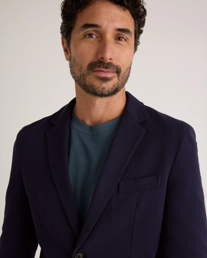 Cotton Pique Knit Blazer - XS / Heather Charcoal