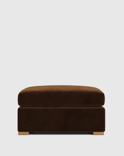 Hollis Slope Arm Ottoman in Performance Velvet - 37" / Taupe