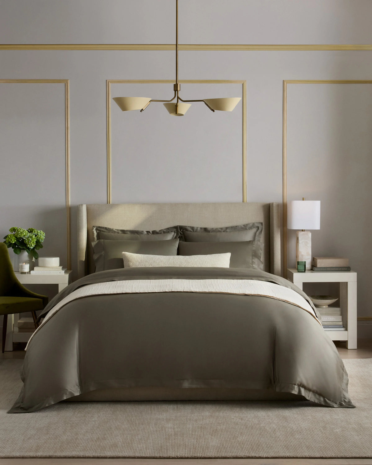 Signature Giza Cotton Sateen Deluxe Bedding Bundle - Twin / Dried Sage