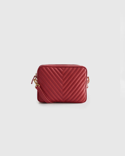 Italian Leather Quilted Crossbody Bag - One Size / Black