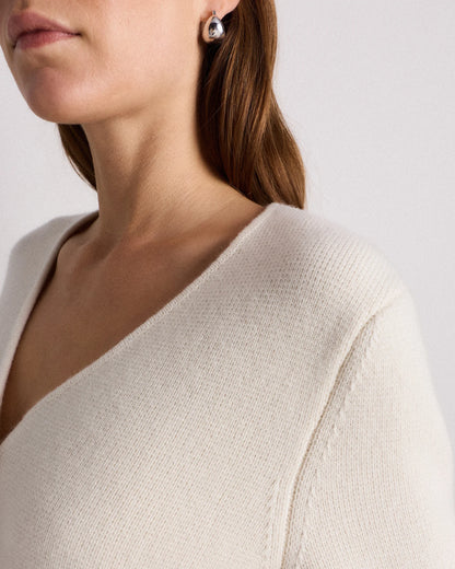 Mongolian Cashmere Structured V-Neck Cardigan - XS / Black