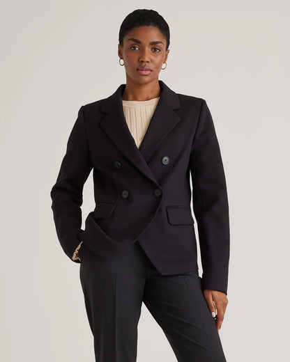Ultra-Stretch Ponte Double-Breasted Blazer - XS / Charcoal