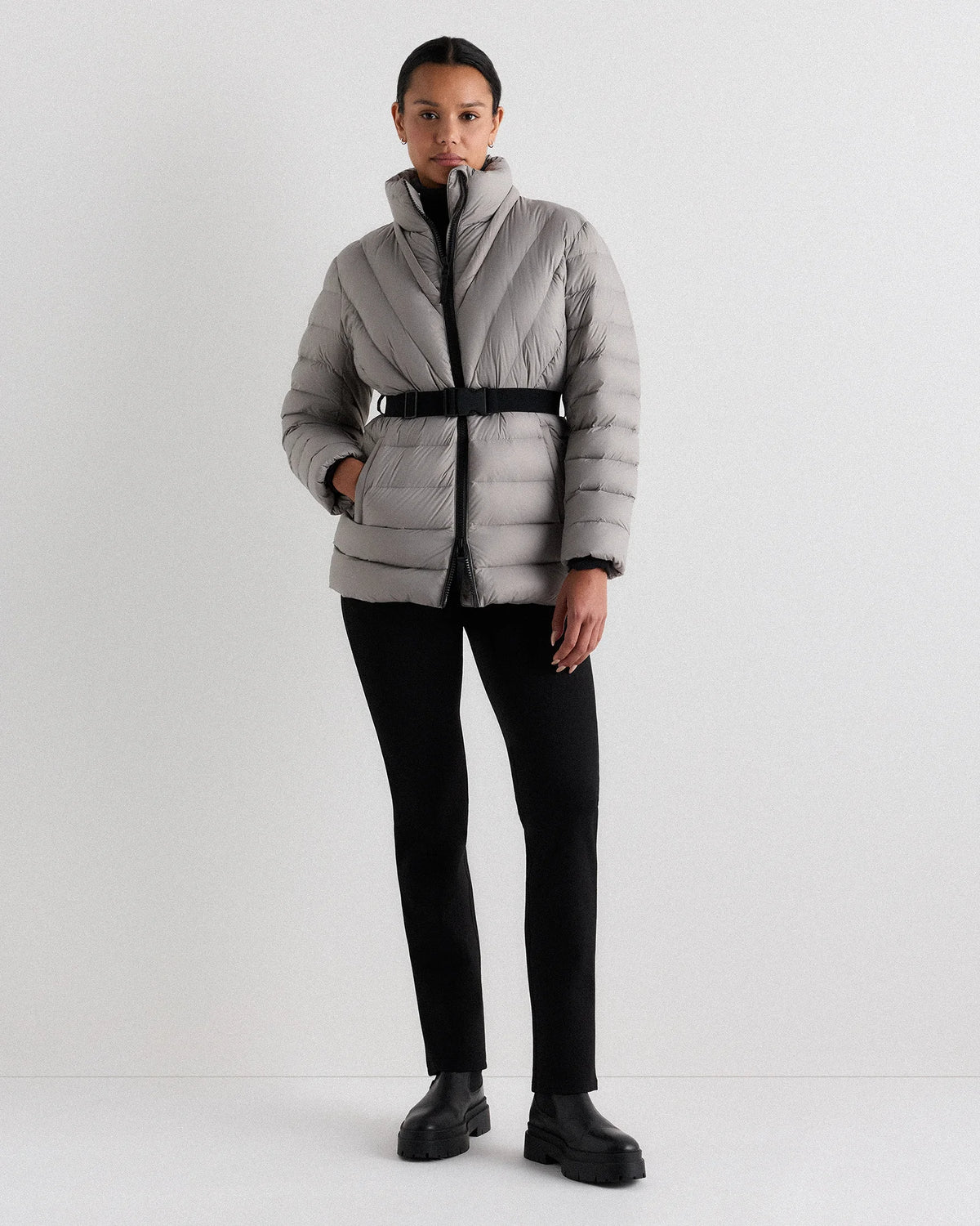 Responsible Down Belted Puffer Coat - XS / Hot Fudge