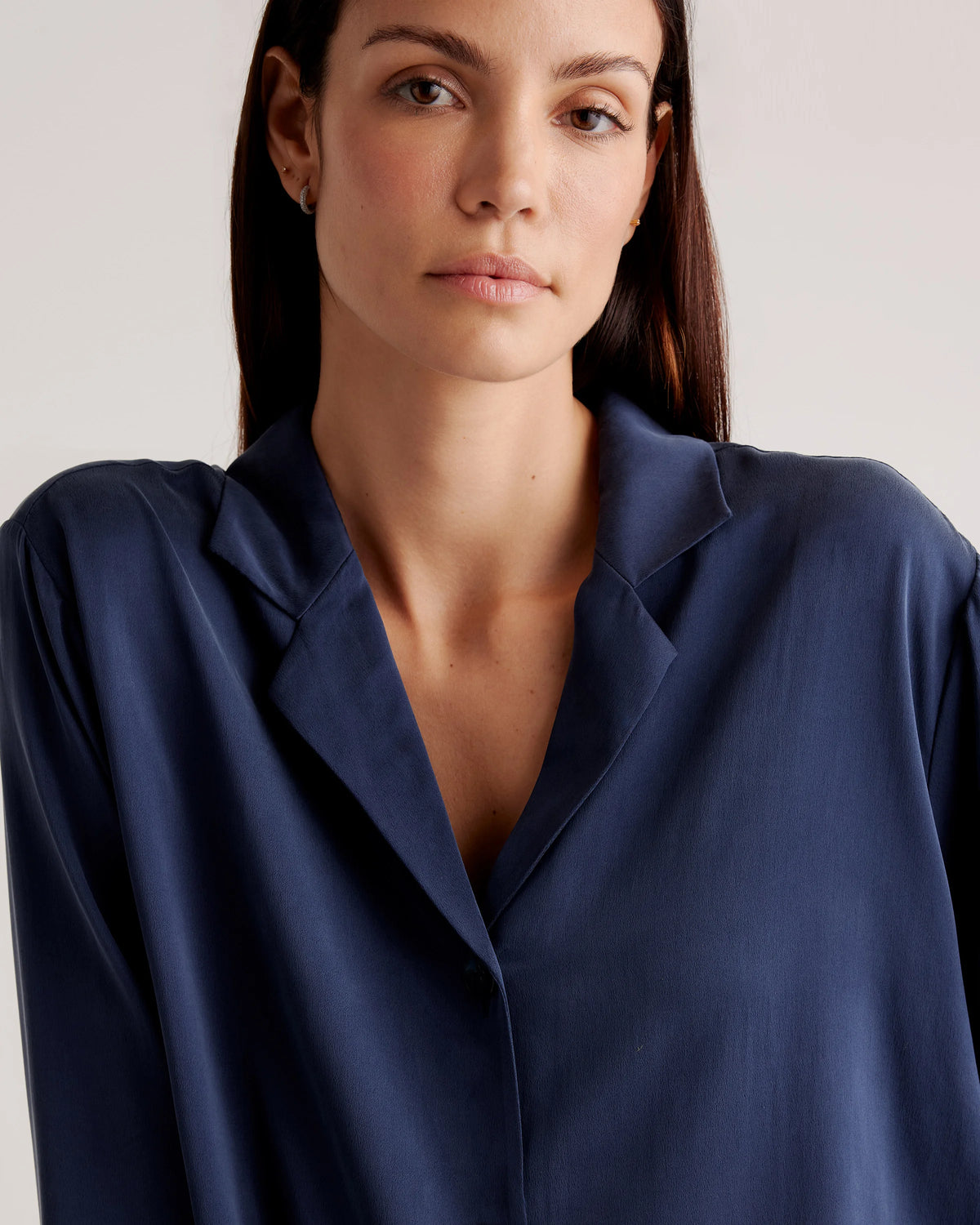 100% Washable Silk Pajama Long Sleeve Top - XS / Black