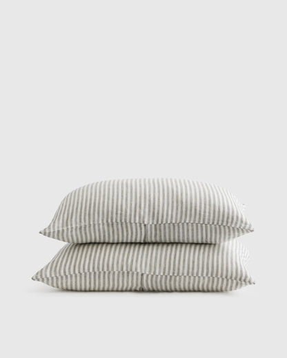 European Linen Stripe Sham Set - Standard / Natural/White Stripe