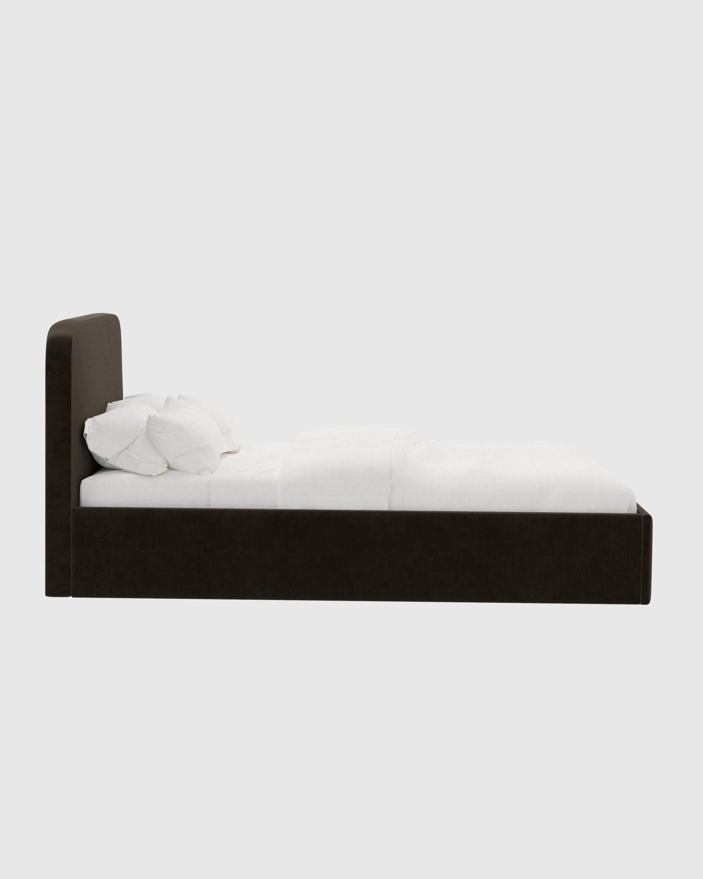 Curved Bed in Performance Velvet - Full / Walnut
