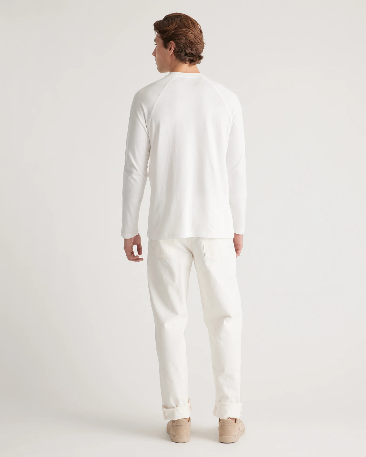 Cotton Modal Long Sleeve Henley Tee - S / Heather Grey
