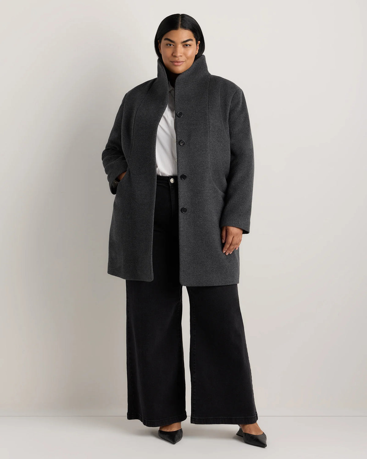Wool Cashmere Cocoon Coat - 1X / Caramel