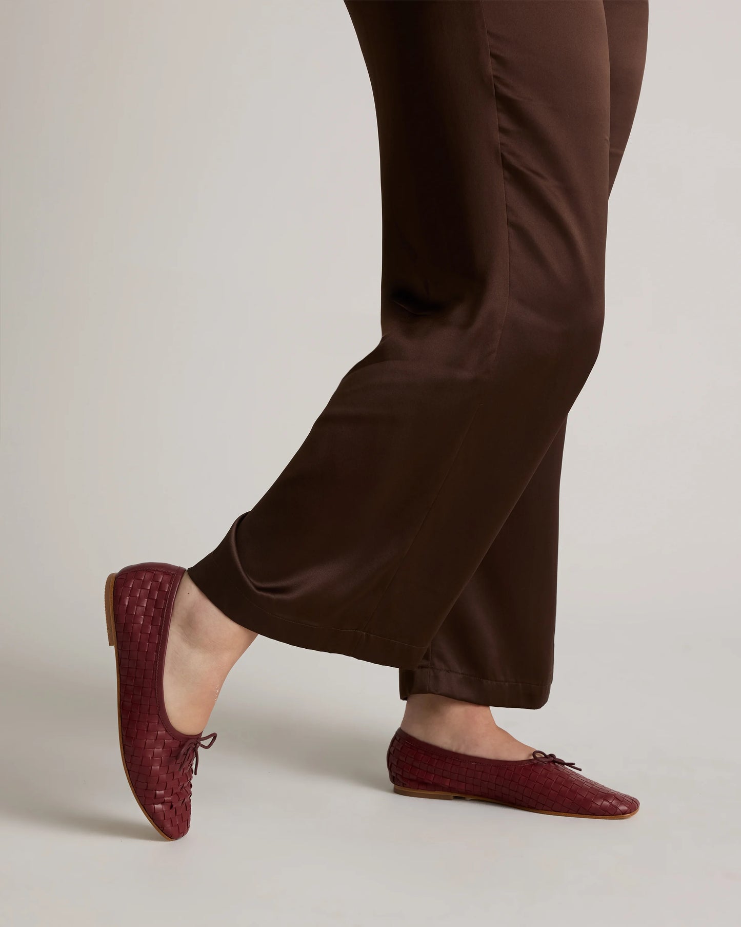 Italian Leather Handwoven Square Toe Ballet Flat - 5 / Cognac
